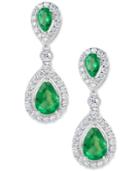 Emerald (1-3/4 Ct. T.w.) And Diamond (5/8 Ct. T.w.) Drop Earrings In 14k White Gold