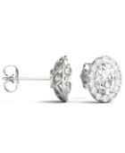 Moissanite Oval Halo Earrings (2-1/5 Ct. Tw.) In 14k White Gold