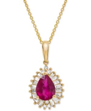 Certified Ruby (3/4 Ct. T.w.) & Diamond (1/4 Ct. T.w.) 16 Pendant Necklace In 14k Gold