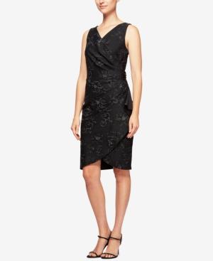 Alex Evenings Metallic-floral Wrap Dress