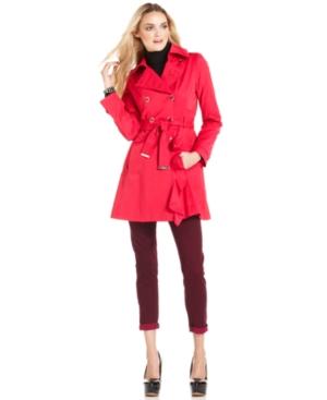 Guess Coat, Belted Ruffle-front Trench