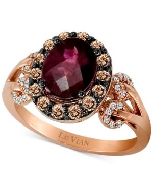 Le Vian Chocolatier Rhodolite Garnet (1-3/4 Ct. T.w.) And Diamond (1/2 Ct. T.w.) Ring In 14k Rose Gold