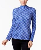 Karen Scott Plaid Mock-neck Top, Only At Macy's