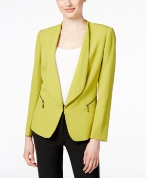 Tahari Asl Open-front Zip-pocket Blazer