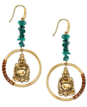 T.r.u. Gold-tone Matte Sitting Buddha Orbital Drop Earrings