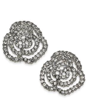Inc International Concepts Silver-tone Pave Rosette Stud Earrings, Created For Macy's