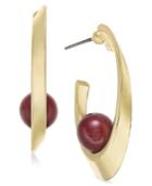 Inc International Concepts Gold-tone Beaded Half-hoop Earrings, Only At Macy's
