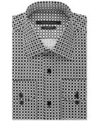 Sean John Men's Black Circle-print Dress Shirt