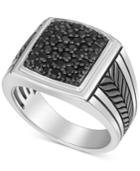 Men's Black Sapphire Ring (1-1/4 Ct. T.w.) In Sterling Silver & Black Rhodium-plate