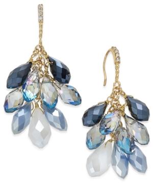 Inc International Concepts Gold-tone Blue Crystal Cluster Drop Earrings, Only At Macy's