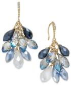 Inc International Concepts Gold-tone Blue Crystal Cluster Drop Earrings, Only At Macy's