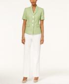 Le Suit Colorblocked Three-button Tweed Pantsuit