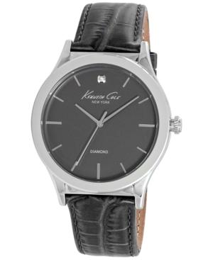 Kenneth Cole New York Men's Diamond Accent Gray Leather Strap Watch 44mm 10025947
