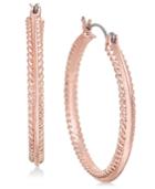 Charter Club Rose Gold-tone Rope-edge Hoop Earrings, Created For Macy's