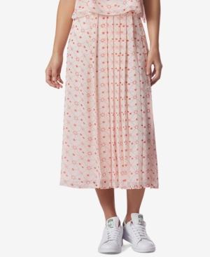 Avec Les Filles Constellation-print Pleated Side-button Midi Skirt