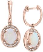 Effy Opal (1-1/3 Ct. T.w.) & Diamond (1/8 Ct. T.w.) Drop Earrings In 14k Rose Gold