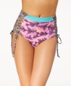 Hula Honey Leaf Breeze Printed Strappy High-waist Bikini Bottoms, Created For Macy's Women's Swimsuit