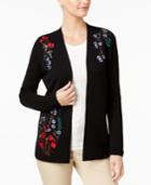 Charter Club Embroidered Open-front Cardigan, Created For Macy's