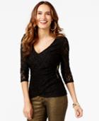 Thalia Sodi Faux-wrap Lace Top, Only At Macy's