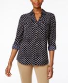 Charter Club Printed Roll-tab Blouse, Only At Macy's
