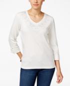 Karen Scott Studded Roll-tab Top, Only At Macy's