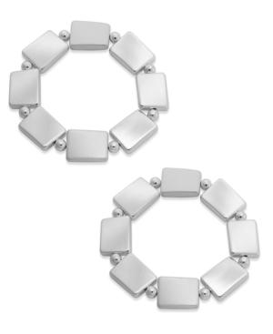 Charter Club Silver-tone Square Bead Stretch Bracelets