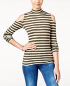 Hippie Rose Juniors' Mock Neck Cold-shoulder Top