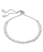 Cultured Freshwater Pearl (4mm) Slider Bracelet In Sterling Silver