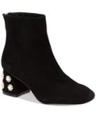 Nanette By Nanette Lepore Rose Pearl Embellished Pearl Block-heel Booties Women's Shoes
