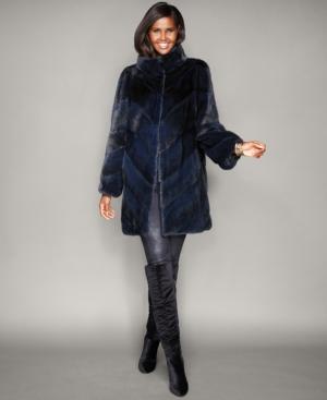 The Fur Vault Chevron-striped Mink Fur Coat