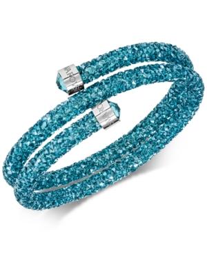 Swarovski Silver-tone Blue Stone & Crystal Rock Coil Bracelet
