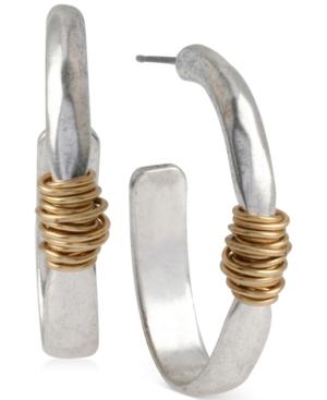 Robert Lee Morris Soho Medium Two-tone Wire-wrapped Oval Hoop Earrings