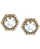 Vince Camuto Gold-tone Hexagon Crystal And Pave Stud Earrings