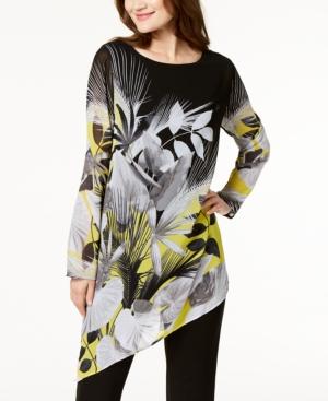Alfani Asymmetrical Printed Tunic Blouse, Created For Macy's