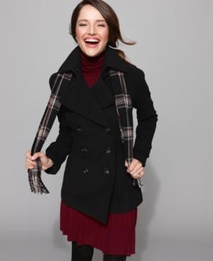 London Fog Petite Coat, Wool-blend Pea Coat & Printed Scarf