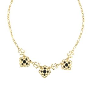 2028 Gold-tone Jet Filigree Collar Necklace 16 Adjustable