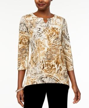 Alfred Dunner Deck The Halls Paisley-print Keyhole Tunic