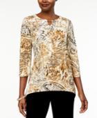 Alfred Dunner Deck The Halls Paisley-print Keyhole Tunic