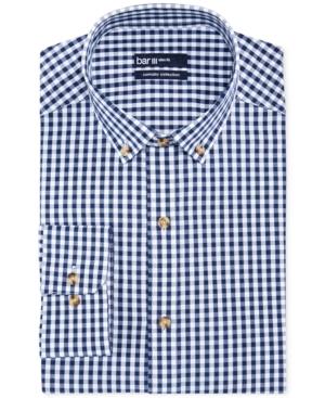 Bar Iii Carnaby Collection Slim-fit Navy And White Gingham Dress Shirt