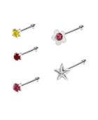 Bodifine Sterling Silver Flower And Crystal Nose Studs
