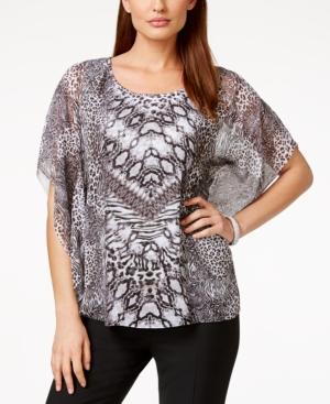 Jm Collections Printed Embellished Kimono Top, Only At Macy's