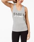 Material Girl Active Juniors' Babes Graphic Knot-back Tank Top, Created For Macy's