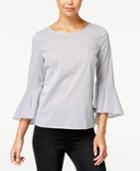 Bcx Juniors' Striped Bell-sleeve Top