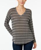 Vince Camuto V-neck Printed Slub Top