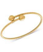 Polished Bead Textured Bypass Bangle Bracelet In 10k Gold