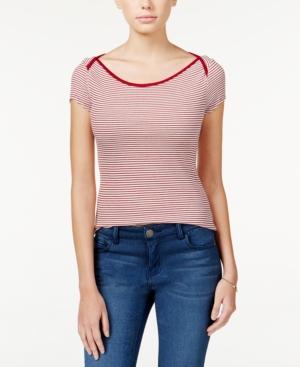 Polly & Esther Juniors' Striped Scoop-neck Skimmer T-shirt