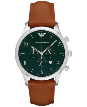 Emporio Armani Men's Chronograph Beta Light Brown Leather Strap Watch 43mm Ar1941