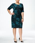 Connected Plus Size Printed Draped Sheath Dress