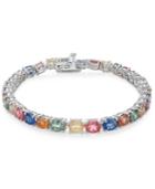 Multi-sapphire Tennis Bracelet (20 Ct. T.w.) In Sterling Silver, Created For Macy's