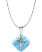 Marahlago Larimar Palm Tree 21 Pendant Necklace In Sterling Silver